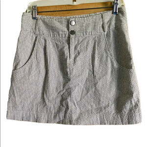 KHAKI KREW Skirt Pinstripe Pockets Buttons Zipper  Size M